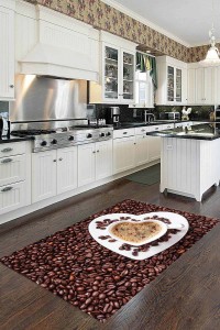 Kahverengi Kaymaz Tabanlı Coffee Temalı Mutfak Halısı MT32 Kahverengi Kaymaz Tabanlı Coffee Temalı Mutfak Halısı MT32