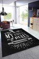 Siyah Kaymaz Tabanlı My Kitchen My Rules Mutfak Halısı MT41