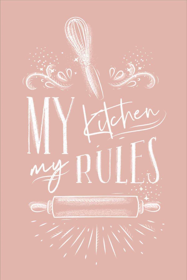 Pembe Kaymaz Tabanlı My Kitchen My Rules Mutfak Halısı MT47