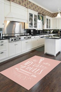 Pembe Kaymaz Tabanlı My Kitchen My Rules Mutfak Halısı MT47 Pembe Kaymaz Tabanlı My Kitchen My Rules Mutfak Halısı MT47