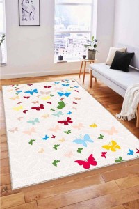 Renkli Kaymaz Tabanlı Yıkanır Kelebekli Mutfak Halısı RV361 Renkli Kaymaz Tabanlı Yıkanır Kelebekli Mutfak Halısı RV361