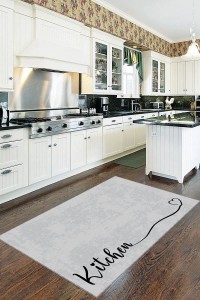 Gri Kaymaz Tabanlı Kitchen Yazılı Mutfak Halısı Yolluk VH086 Gri Kaymaz Tabanlı Kitchen Yazılı Mutfak Halısı Yolluk VH086