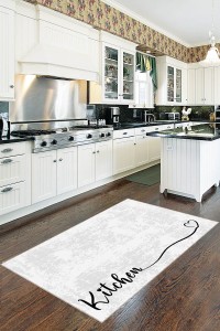 Beyaz Kaymaz Tabanlı Kitchen Yazılı Mutfak Halısı Yolluk VH087 Beyaz Kaymaz Tabanlı Kitchen Yazılı Mutfak Halısı Yolluk VH087