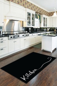 Siyah Kaymaz Tabanlı Kitchen Yazılı Mutfak Halısı Yolluk VH089 Siyah Kaymaz Tabanlı Kitchen Yazılı Mutfak Halısı Yolluk VH089