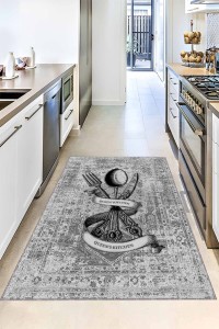 Gri Kaymaz Tabanlı Yıkanır Kitchen Queen Mutfak Halısı VH101 Gri Kaymaz Tabanlı Yıkanır Kitchen Queen Mutfak Halısı VH101