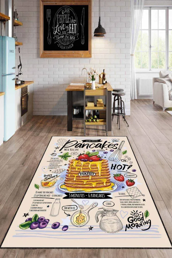 Cupcake Mutfak Halısı Renkli Kaymaz Taban Yıkanabilen Cupcake Mutfak Halısı AR1280