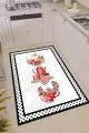 Mutfak Halısı 80X200 Pembe Kaymaz Tabanlı Çaydanlık Desenli Mutfak Halısı AR341B
