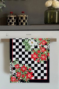 Kırmızı Çiçek Desenli Fırın Mutfak Havlusu 30x50cm