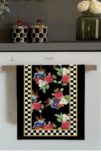 Siyah Çiçek Desenli Fırın Mutfak Havlusu 30x50cm