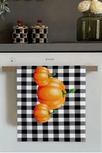 Turuncu Bal Kabağı Desenli Fırın Mutfak Havlusu 30x50cm