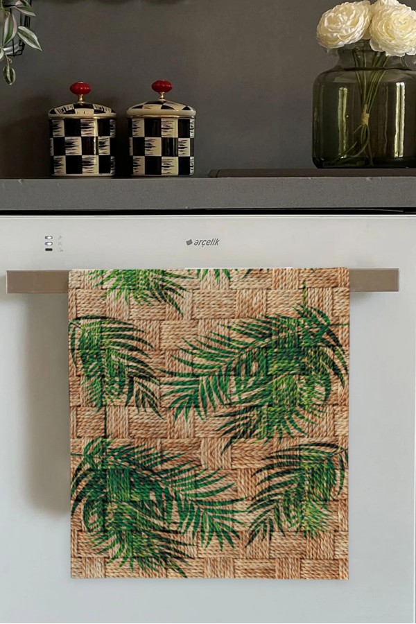 Yeşil Mutfak Havlusu Yeşil Hasır Görünümlü Fırın Mutfak Havlusu 30x50cm