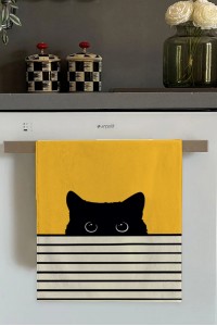 Sarı Kedili Fırın Mutfak Havlusu 30x50cm