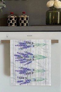 Mor Lavanta Desenli Fırın Mutfak Havlusu 30x50cm