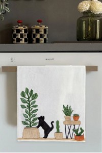 Beyaz Kedili Fırın Mutfak Havlusu 30x50cm Beyaz Kedili Fırın Mutfak Havlusu 30x50cm