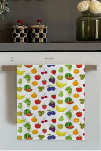 Renkli Meyve Desenli Fırın Mutfak Havlusu 30x50cm