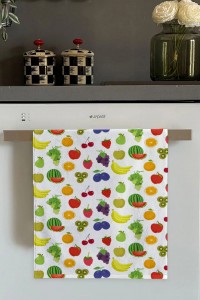 Renkli Meyve Desenli Fırın Mutfak Havlusu 30x50cm Renkli Meyve Desenli Fırın Mutfak Havlusu 30x50cm