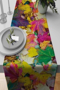 Çok Renkli 3D Üç Boyutlu Premium Masa Örtüsü Runner RNR028 Çok Renkli 3D Üç Boyutlu Premium Masa Örtüsü Runner RNR028
