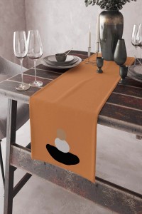 Turuncu Modern Temalı Premium Masa Örtüsü Runner RNR041 Turuncu Modern Temalı Premium Masa Örtüsü Runner RNR041