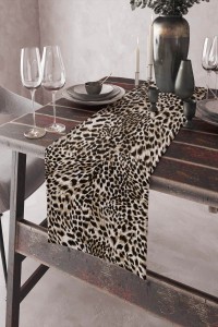Bej Leoparlı Desen Premium Masa Örtüsü Runner RNR050 Bej Leoparlı Desen Premium Masa Örtüsü Runner RNR050