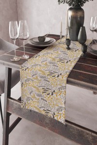 Sarı Çiçekli Desen Premium Masa Örtüsü Runner RNR052 Sarı Çiçekli Desen Premium Masa Örtüsü Runner RNR052
