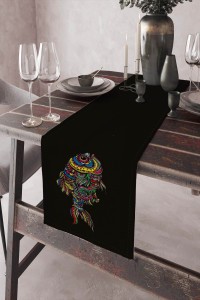 Siyah Balık Desen Mutfak Premium Masa Örtüsü Runner RNR061 Siyah Balık Desen Mutfak Premium Masa Örtüsü Runner RNR061