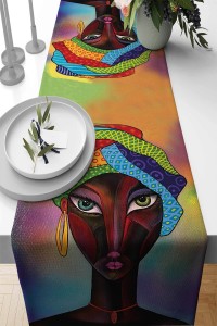 Çok Renkli Etnik Desenli Premium Masa Örtüsü Runner RNR065 Çok Renkli Etnik Desenli Premium Masa Örtüsü Runner RNR065