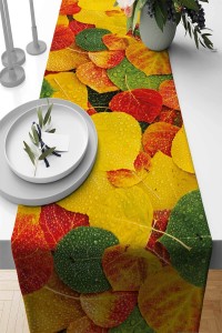 Turuncu Yaprak Desenli Premium Masa Örtüsü Runner RNR070 Turuncu Yaprak Desenli Premium Masa Örtüsü Runner RNR070