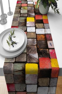 Çok Renkli Modern Desenli Premium Masa Örtüsü Runner RNR076 Çok Renkli Modern Desenli Premium Masa Örtüsü Runner RNR076