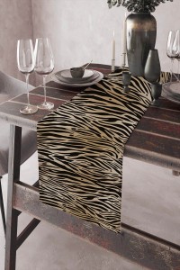 Bej Leopar Desenli Premium Masa Örtüsü Runner RNR096 Bej Leopar Desenli Premium Masa Örtüsü Runner RNR096