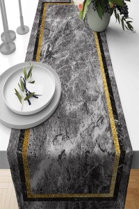 Gold Çerçeveli Desen Premium Masa Örtüsü Runner RNR097 Gold Çerçeveli Desen Premium Masa Örtüsü Runner RNR097