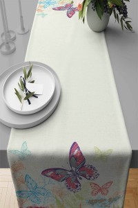 Krem Kelebekli Desen Premium Masa Örtüsü Runner RNR110 Krem Kelebekli Desen Premium Masa Örtüsü Runner RNR110