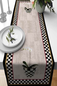 Bej Mutfak Temalı Premium Masa Örtüsü Runner RNR115 Bej Mutfak Temalı Premium Masa Örtüsü Runner RNR115