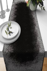 Siyah Yıldızlı Desen Premium Masa Örtüsü Runner RNR117 Siyah Yıldızlı Desen Premium Masa Örtüsü Runner RNR117
