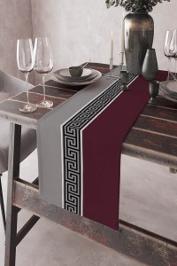 Bordo Avangarde Desenli Premium Masa Örtüsü Runner RNR141 Bordo Avangarde Desenli Premium Masa Örtüsü Runner RNR141