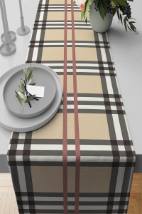Bej Ekoseli Desen Premium Masa Örtüsü Runner RNR142 Bej Ekoseli Desen Premium Masa Örtüsü Runner RNR142