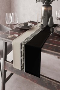 Siyah Avangarde Desenli Premium Masa Örtüsü Runner RNR146 Siyah Avangarde Desenli Premium Masa Örtüsü Runner RNR146