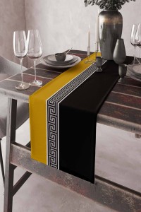 Sarı Avangarde Desenli Premium Masa Örtüsü Runner RNR148 Sarı Avangarde Desenli Premium Masa Örtüsü Runner RNR148
