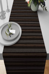Siyah Çizgi Desenli Premium Masa Örtüsü Runner RNR167 Siyah Çizgi Desenli Premium Masa Örtüsü Runner RNR167