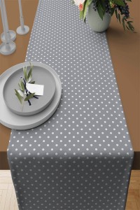 Gri Puantiyeli Desen Premium Masa Örtüsü Runner RNR173 Gri Puantiyeli Desen Premium Masa Örtüsü Runner RNR173