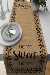 Bej Hasır Görünümlü Premium Masa Örtüsü Runner RNR184 Bej Hasır Görünümlü Premium Masa Örtüsü Runner RNR184