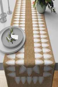 Beyaz Hasır Görünümlü Premium Masa Örtüsü Runner RNR191 Beyaz Hasır Görünümlü Premium Masa Örtüsü Runner RNR191