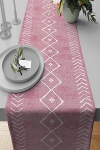 Pembe Moroccan Etnik Premium Masa Örtüsü Runner RNR194 Pembe Moroccan Etnik Premium Masa Örtüsü Runner RNR194