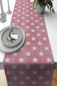 Pembe Yıldızlı Desen Premium Masa Örtüsü Runner RNR199 Pembe Yıldızlı Desen Premium Masa Örtüsü Runner RNR199