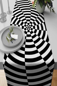 Siyah Beyaz İlizyon Desen Premium Masa Örtüsü Runner RNR201 Siyah Beyaz İlizyon Desen Premium Masa Örtüsü Runner RNR201