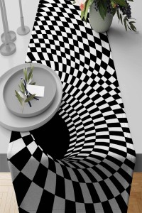 Siyah Beyaz İlizyon Desen Premium Masa Örtüsü Runner RNR205 Siyah Beyaz İlizyon Desen Premium Masa Örtüsü Runner RNR205