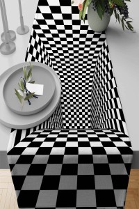 Siyah Beyaz İlizyon Desen Premium Masa Örtüsü Runner RNR207 Siyah Beyaz İlizyon Desen Premium Masa Örtüsü Runner RNR207