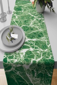 Yeşil Mermer Görünümlü Premium Masa Örtüsü Runner RNR237 Yeşil Mermer Görünümlü Premium Masa Örtüsü Runner RNR237
