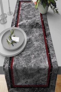 Bordo Çerçeveli Desen Premium Masa Örtüsü Runner RNR242 Bordo Çerçeveli Desen Premium Masa Örtüsü Runner RNR242