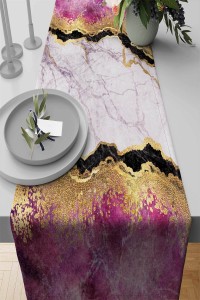 Pembe Mermer Görünümlü Premium Masa Örtüsü Runner RNR248 Pembe Mermer Görünümlü Premium Masa Örtüsü Runner RNR248