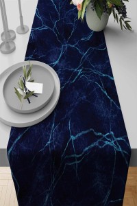 Lacivert Mermer Desenli Premium Masa Örtüsü Runner RNR263 Lacivert Mermer Desenli Premium Masa Örtüsü Runner RNR263